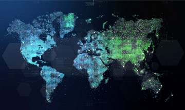 World map showing connections throughout.