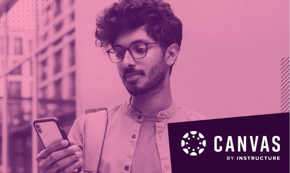 Canvas branded student studying.