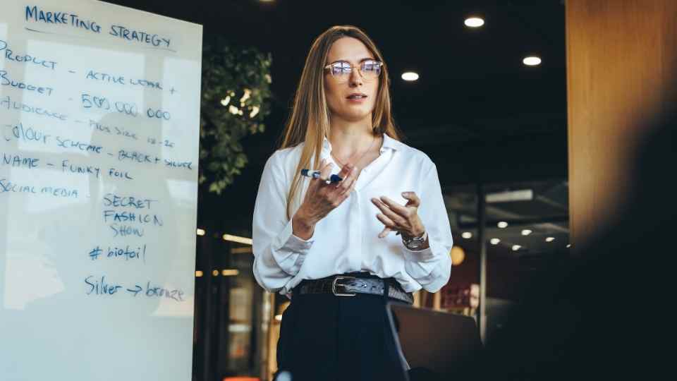 Woman leading a business meeting. 