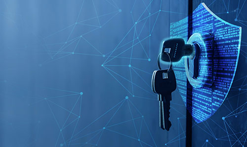 Keys opening a digital lock.