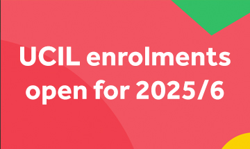 Banner, with UCIL enrolments open for 2025/6 written.