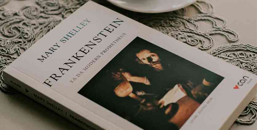 Close-up of Mary Shelley’s novel Frankenstein.