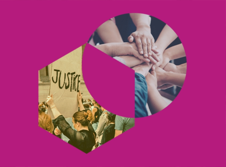 A banner representing the course content for social justice.