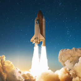 Image of rocket being launched into space.