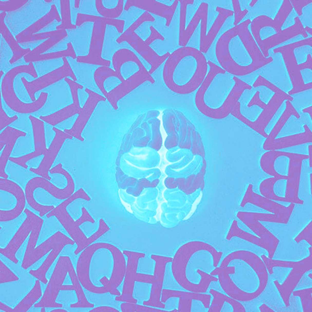 Image of a brain with letters surrounding it.